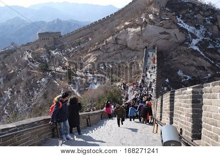 BADALING - FEBRUARY 24:  The Great Wall of China in Badaling, China, February 24, 2016.