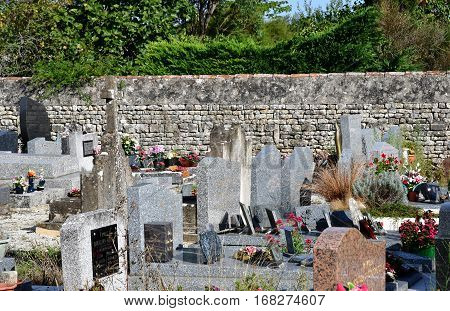Loix France - september 26 2016 : the cemetery