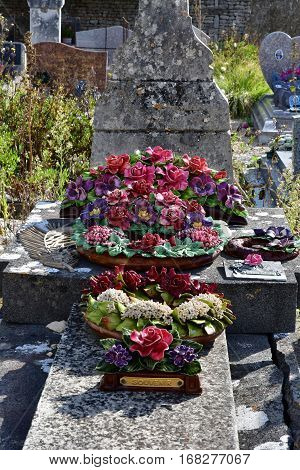 Loix France - september 26 2016 : the cemetery