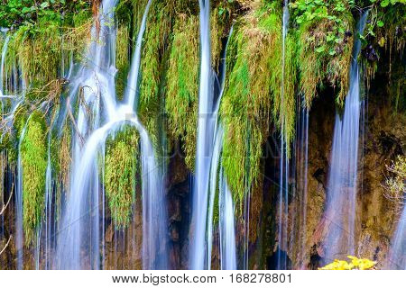 Beautiful Waterfall At  Plitvice National Park