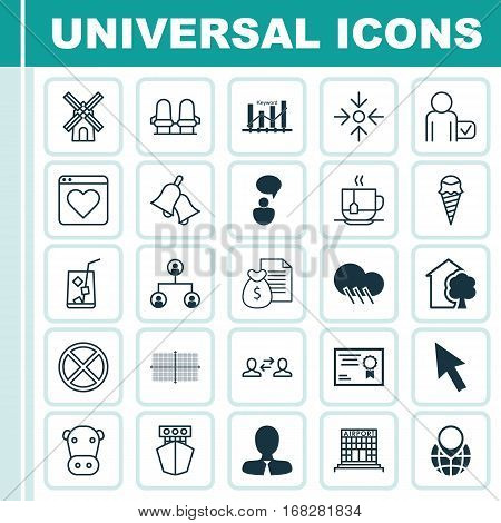 Set Of 25 Universal Editable Icons. Can Be Used For Web, Mobile And App Design. Includes Elements Such As Business Aim, Manager, Lemon Juice And More.