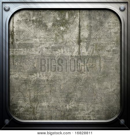 metalpladen på betonmur