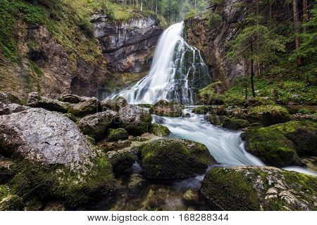 The Majestic Gollinger Waterfall In Austria
