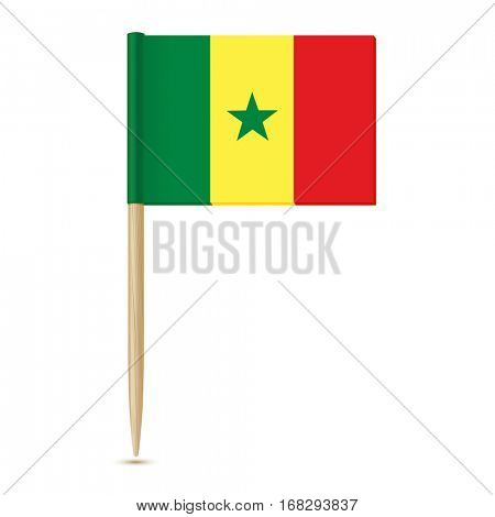 Flag of Senegal. Flag toothpick isolated on white background 10eps