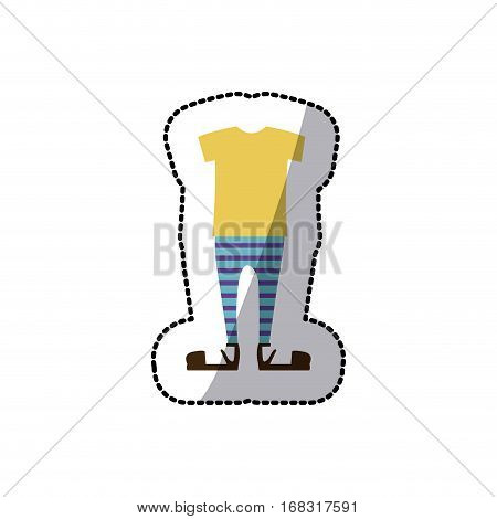 sticker color silhouette with male clothing pijama vector illustration