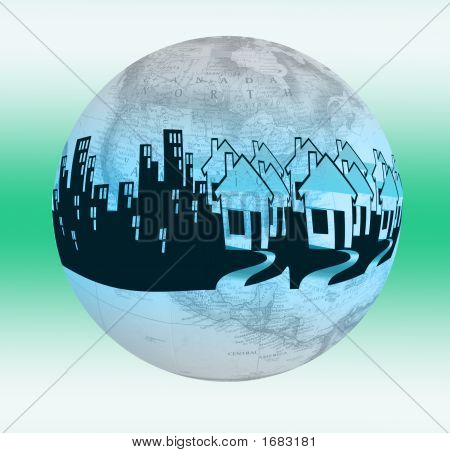Ciudades y suburbios sobre tierra globo #2