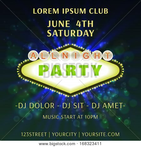 All Bight Party Club Poster Vector Illustration