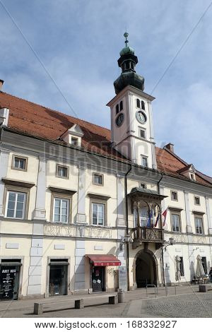 MARIBOR, SLOVENIA - APRIL 03: Maribor City Hall at Main Square of the city of Maribor in Slovenia, Europe on April 03, 2016.
