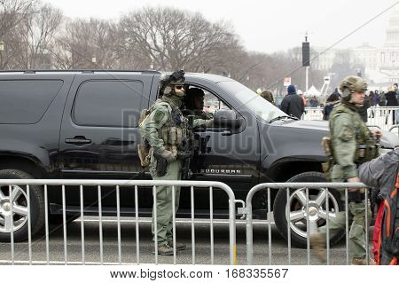 WASHINGTON DC - JANUARY 20: Special Operations guard during Inauguration of Donald Trump. Taken January 20 2017 in District of Columbia.