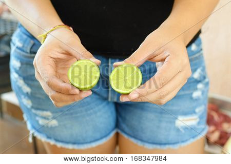 Brazilian Woman With Lime Halves
