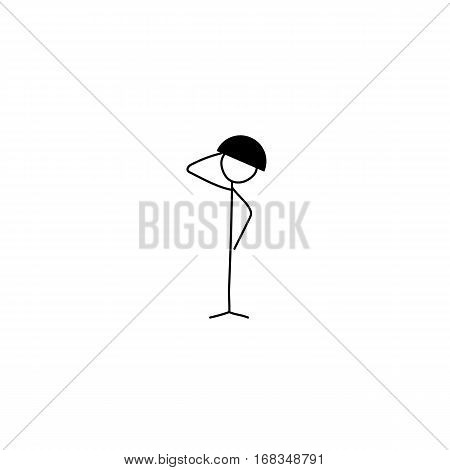 Cartoon icon of sketch stick figure soldier vector