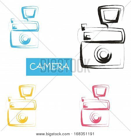 Beautiful watercolor design elements. icon contour camera.