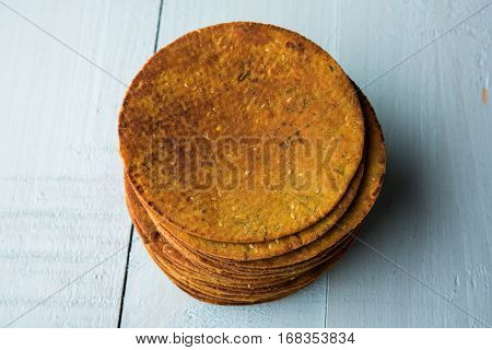 Indian famous delicious Fenugreek khakra or kasuri methi, gujarathi or gujrati snacks