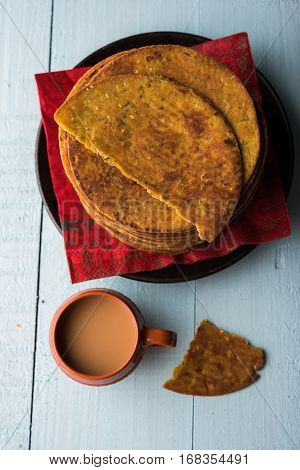 Indian famous delicious Fenugreek khakra or kasuri methi, gujarathi or gujrati snacks