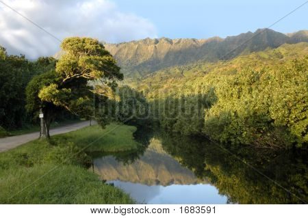 Mountain afspejling af Kauaii