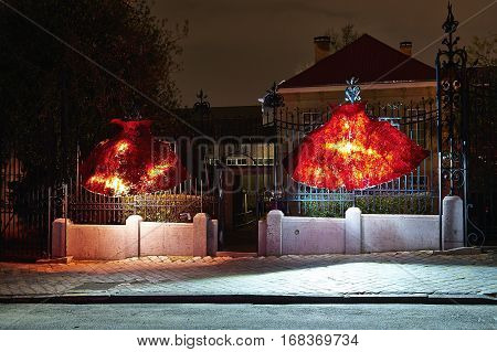 Commune Of Schaerbeek In Brussels Illuminate With Lights.