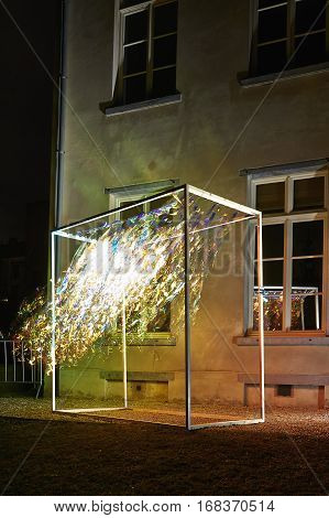 Commune Of Schaerbeek In Brussels Illuminate With Lights.