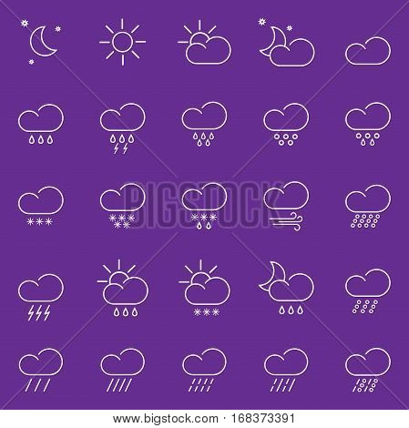 set with different weather icon with colorful background