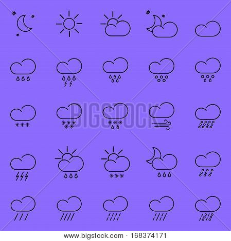 set with different weather icon with colorful background