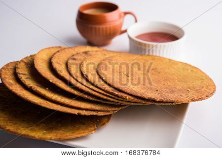 Indian famous delicious Fenugreek khakra or kasuri methi, gujarathi or gujrati snacks