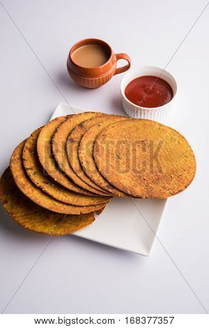 Indian famous delicious Fenugreek khakra or kasuri methi, gujarathi or gujrati snacks
