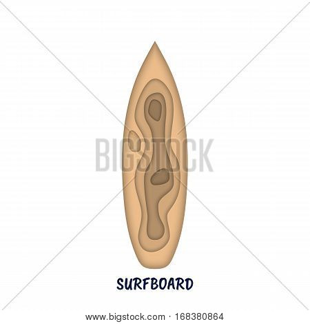 Silhouette of surf boards made in the paper style with the effect of layer depth from the paper. Origami style