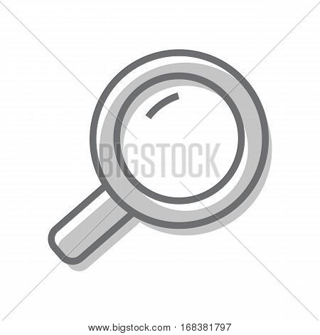 Magnifying glass icon. Gray loupe with glass and handle. Search tool. Research tool. Business concept. Flat pictogram symbol. Isolated vector illustration on white background.