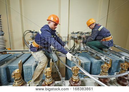 power electricians lineman at work