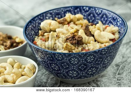 Oatmeal Porridge With Goji Berries, Cashew, Walnuts
