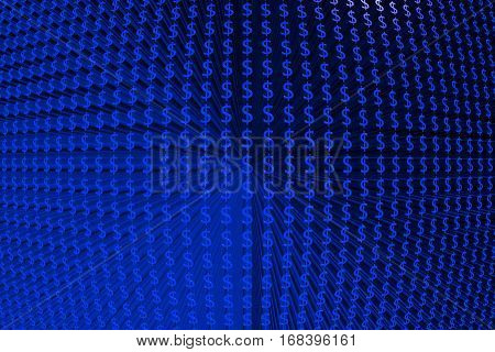 blue background in the form of dollar 3D illustration