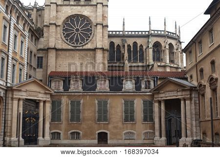 Municipal Library Saint John about Lyon Cathedral is a Roman Catholic cathedral dedicated to Saint John the Baptist, in Lyon, France