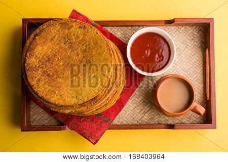 Indian famous delicious Fenugreek khakra or kasuri methi, gujarathi or gujrati snacks