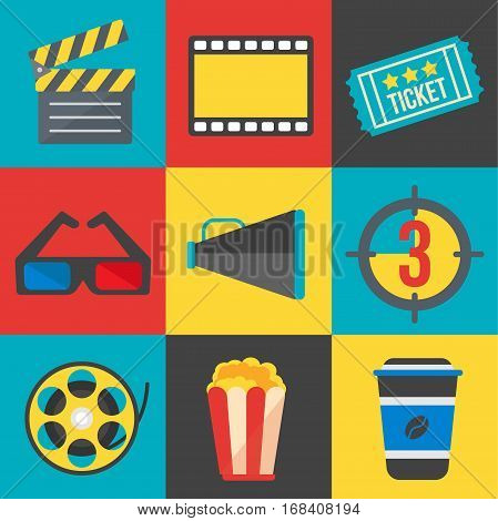 cinema film icon set movie symbol sign design illustration vector stock