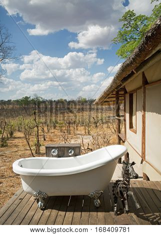 Room with a view - An outside bath overlooking the African Plains