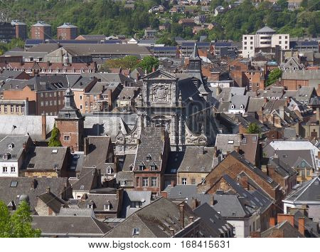 Gorgeous vintage architecture of Namur as seen from Namur Citadel, Belgium
