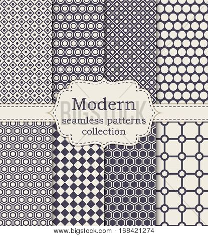 Vector illustration set of seamless modern patterns. Stock vector