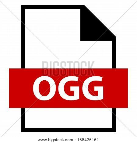 Use it in all your designs. Filename extension icon OGG free open container format in flat style. Quick and easy recolorable shape. Vector illustration a graphic element.