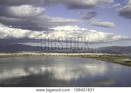 Cagliari: Panorama of the pond Molentargius - Sardinia