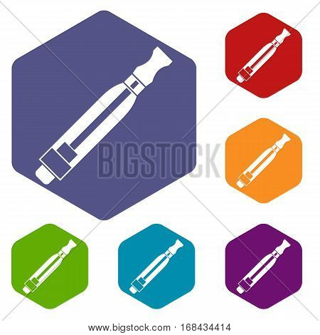 Clearomizer icons set rhombus in different colors isolated on white background