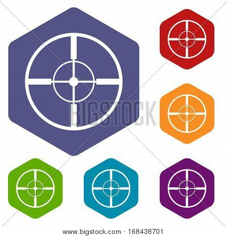 Aim icons set rhombus in different colors isolated on white background