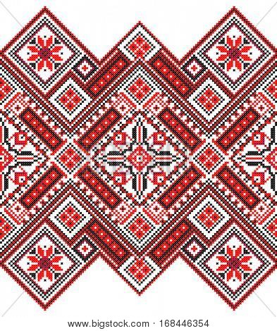 embroidered good like old handmade cross-stitch ethnic Ukraine pattern. Ukrainian towel with ornament, rushnyk called, in vector