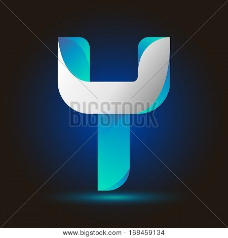 Letter Y icon and logo template.  New design typographic. twisted blue and white line