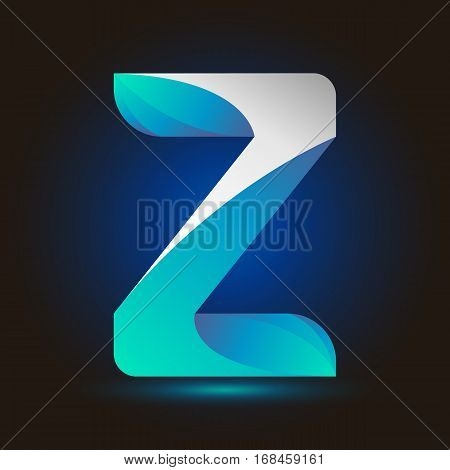 Letter Z icon and logo template.  New design typographic. twisted blue and white line