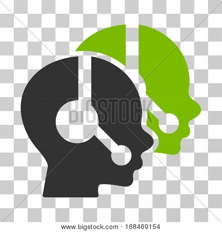 Call Center Operators icon. Vector illustration style is flat iconic bicolor symbol, eco green and gray colors, transparent background. Designed for web and software interfaces.