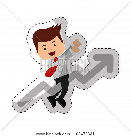 businessman funny with arrow character icon vector illustration design