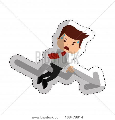 businessman funny with arrow character icon vector illustration design