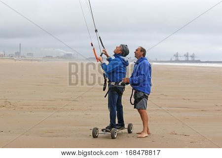 kite mountain boarder under instruction on Aberavon beach