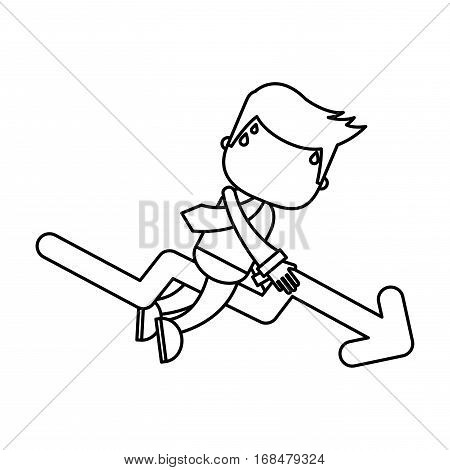 businessman funny with arrow character icon vector illustration design