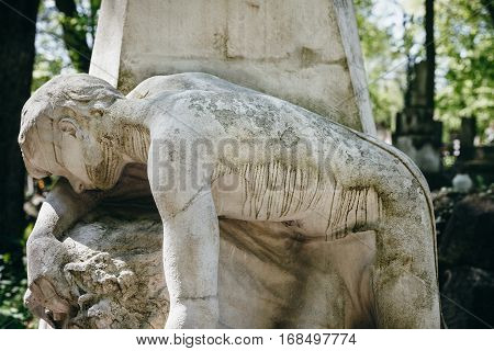 Old Statue On Grave In Lviv