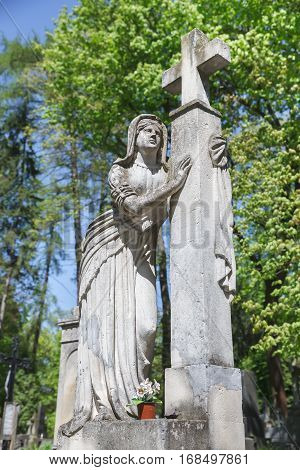 Old Statue On Grave In Lviv